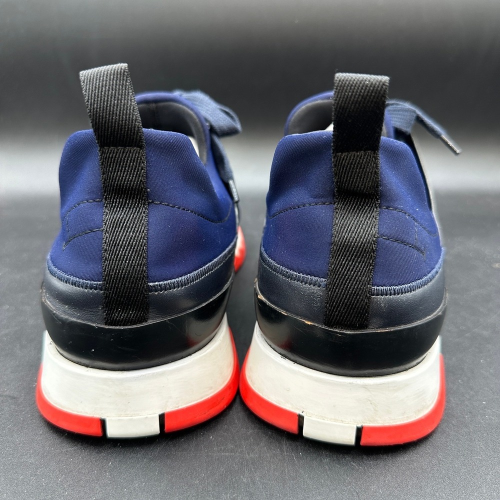 Hermès Blue Sneakers Us Sz 8 EU Sz 41.5  Stadium‎ Low Top Marine Blue w/ Red - Picture 4 of 9